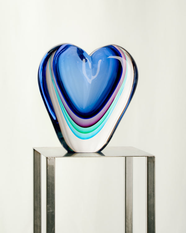 Escultura Corazon en Cristal de Murano Sommerso