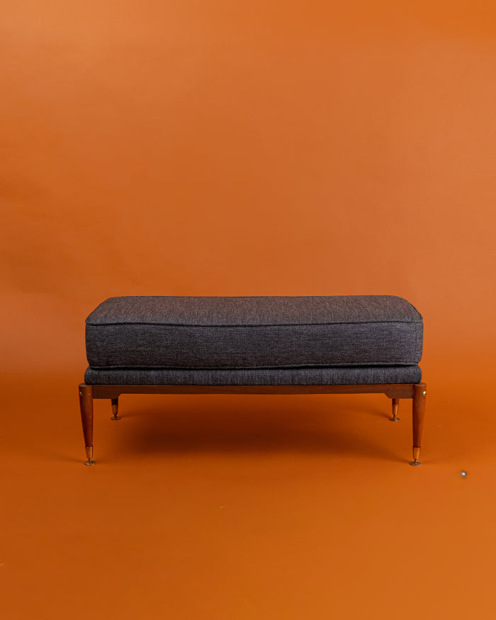 Banco de madera tapizado Mid-Century Modern