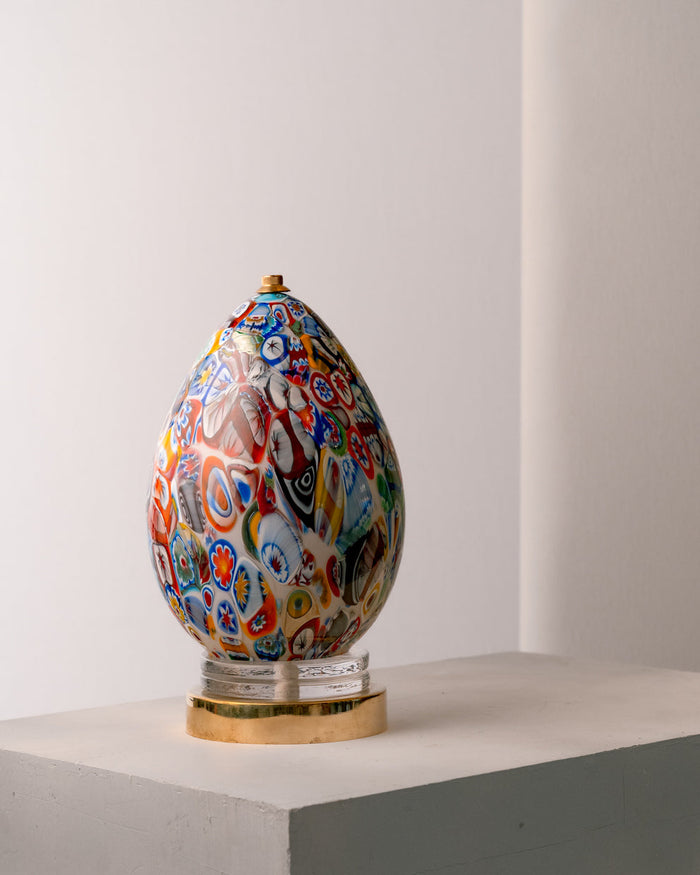 Lámpara de Mesa Millefiori en Cristal de Murano y Latón
