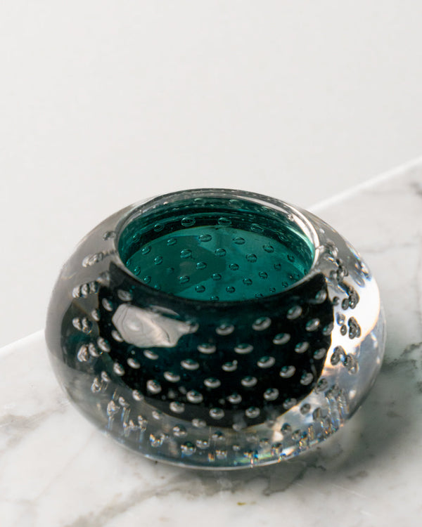 Porta velas de Murano verde con Burbujas