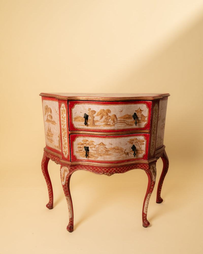 Cómoda italiana del siglo XVIII en estilo Chinoiserie, época Luis XV