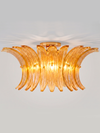 Plafón Palmette en Cristal de Murano Ámbar y Pan de Oro