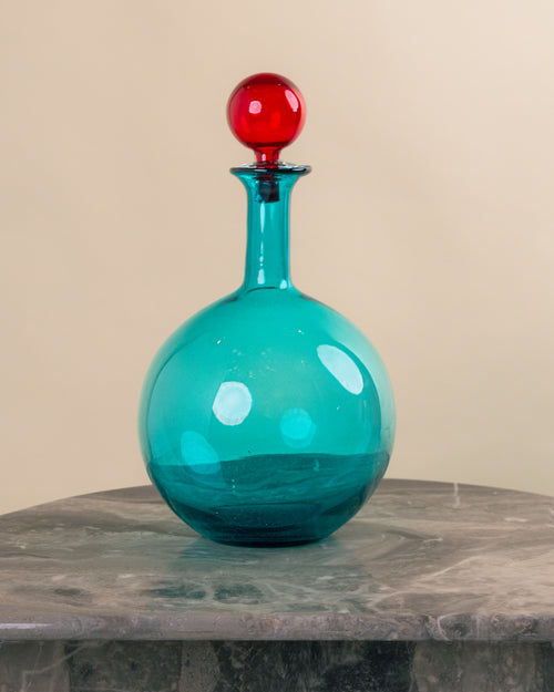 Turquoise and Red Murano Glass Demijohn