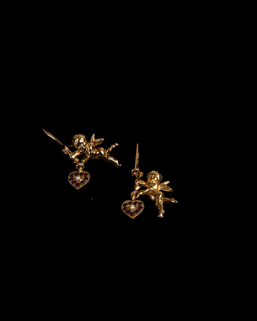 Pendientes de Cupido con Corazón Engastado