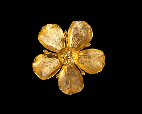 Sculptural Flower-Shaped Ashtray – Gilded Brass