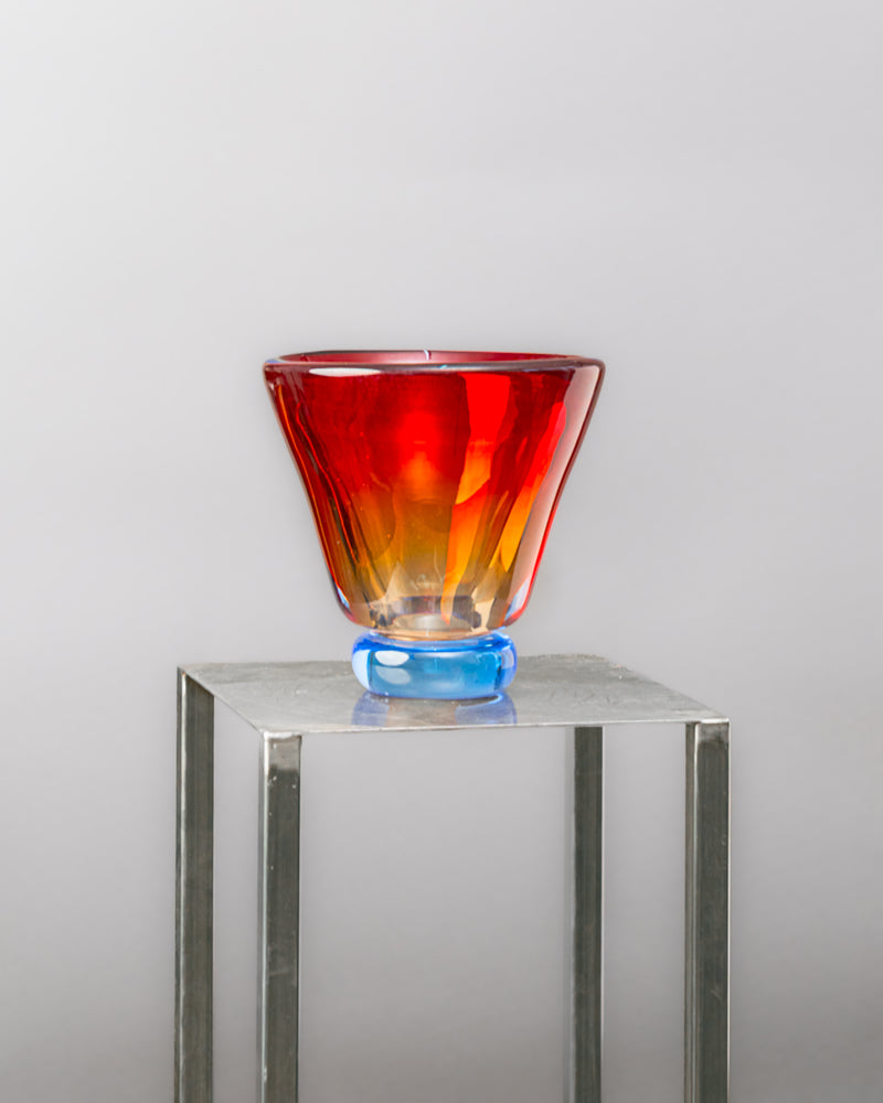 Jarrón Escultórico de Cristal de Murano Fuego y Azur Antonio Salviati