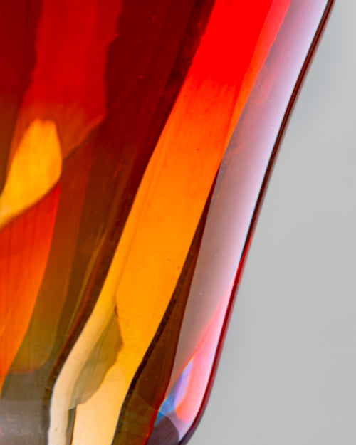 Jarrón Escultórico de Cristal de Murano Fuego y Azur Antonio Salviati