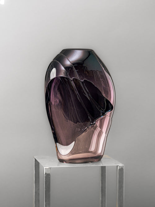 Jarrón Escultórico de Cristal de Murano Pliegue Amatista Paolo Crepax