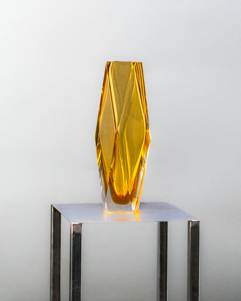 Jarrón Prisma Ámbar Cristal de Murano Sommerso