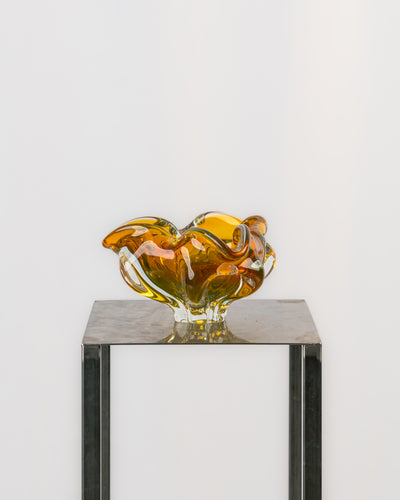 Cenicero Corola Ámbar Cristal de Murano Modelado