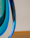 Jarrón Escultórico Sommerso en Azul y Turquesa