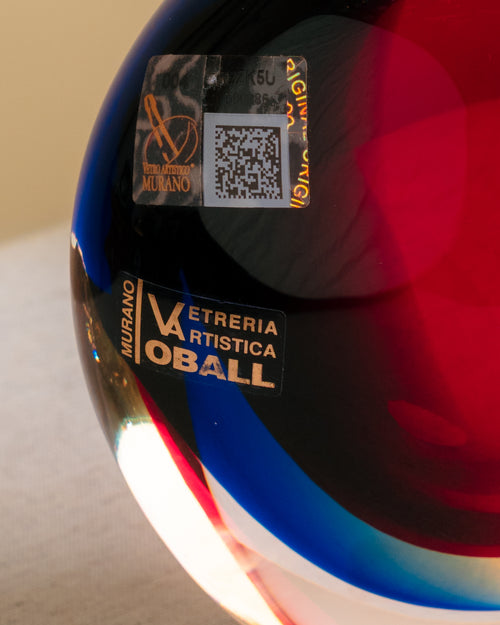 Jarrón Esférico Sommerso Rojo Vetreria Artistica Oball