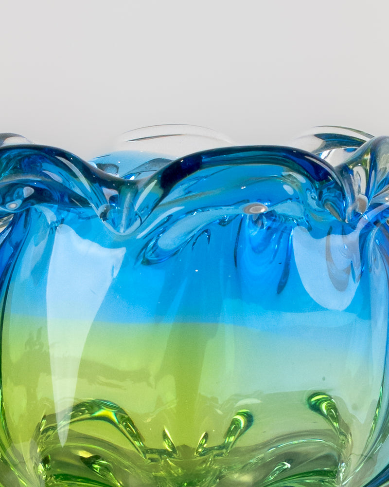Cuenco Escultórico de Murano Marea Azul y Verde