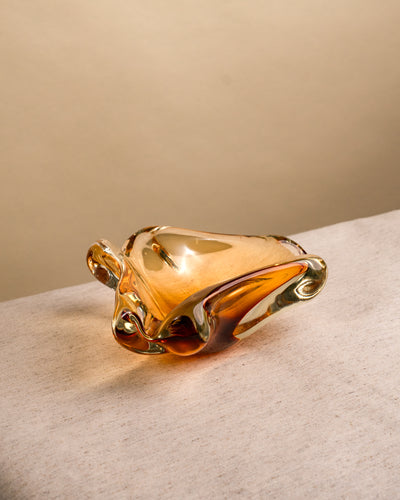 Cenicero Orgánico de Murano en Cristal Ámbar