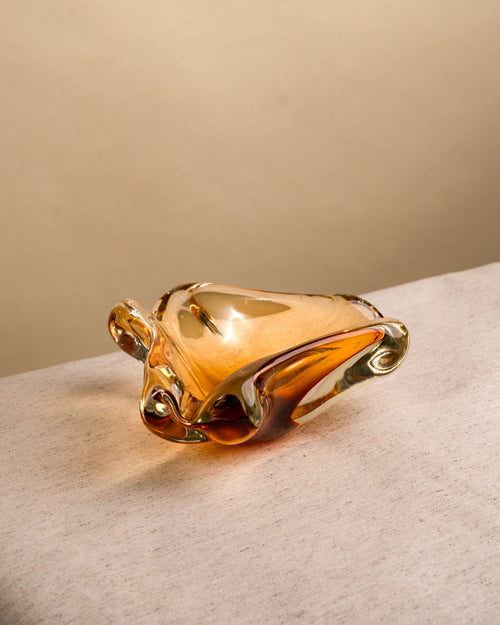 Cenicero Orgánico de Murano en Cristal Ámbar