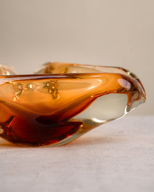 Cenicero Orgánico de Murano en Cristal Ámbar