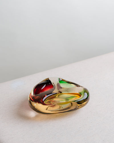 Cenicero triangular agujeros Colores ambar de Cristal Murano