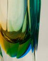 Jarrón Prismático Sommerso Verde y Amarillo Diseño de Flavio Poli