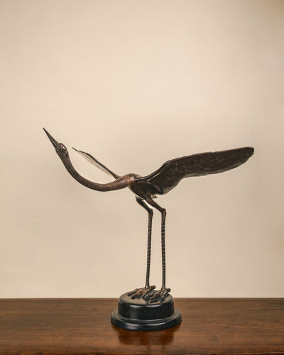 Pareja de Esculturas Figurativas Garzas en Bronce