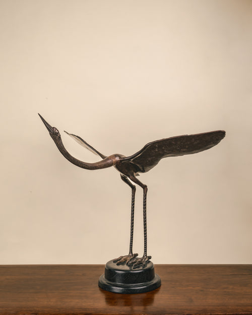 Pareja de Esculturas Figurativas Garzas en Bronce