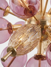 Lámpara Sputnik Burbujas Rosa y Ámbar de Cristal de Murano
