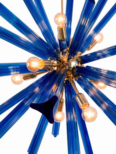 Lámpara Sputnik Triedro en Cristal de Murano Azul Cobalto