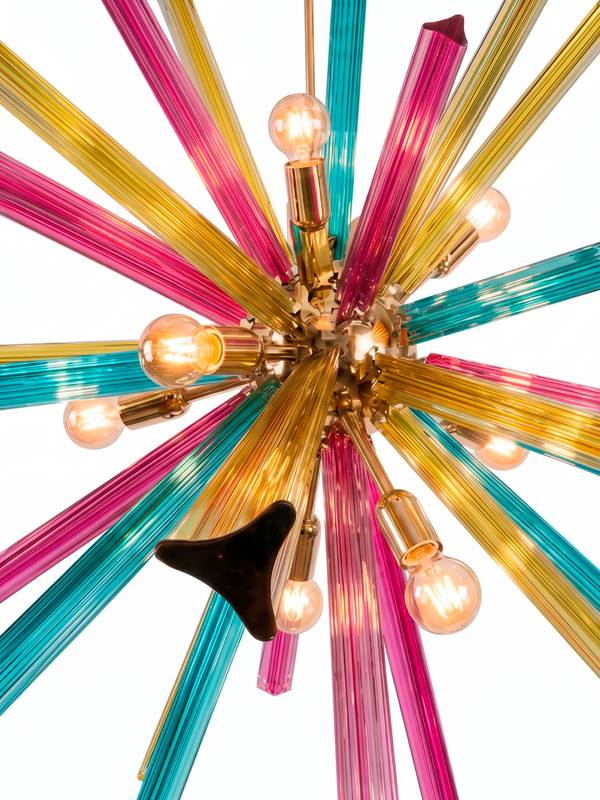Lámpara Sputnik Triedro Multicolor en Cristal de Murano