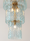 Lámpara de Cascada Ice Glass en Cristal de Murano Azul Aguamarina