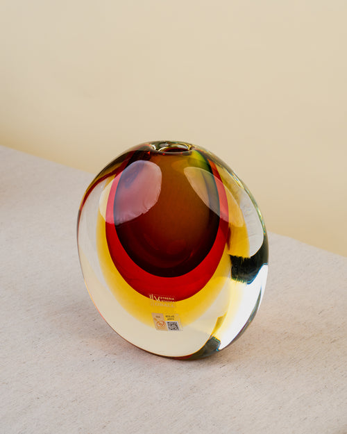 Jarrón de Murano Rojo y Amarillo Vetreria Artistica OBALL