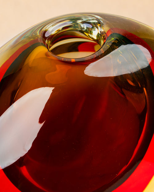 Jarrón de Murano Rojo y Amarillo Vetreria Artistica OBALL