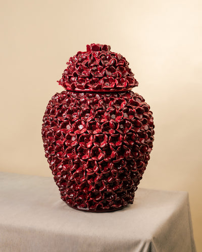 Tibor Floral en Cerámica Siciliana – Tono Burdeos