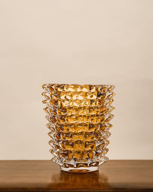 Jarrón Rostrato en Cristal de Murano Ámbar