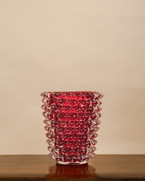 Jarrón Rostrato en Cristal de Murano Rojo Carmesí