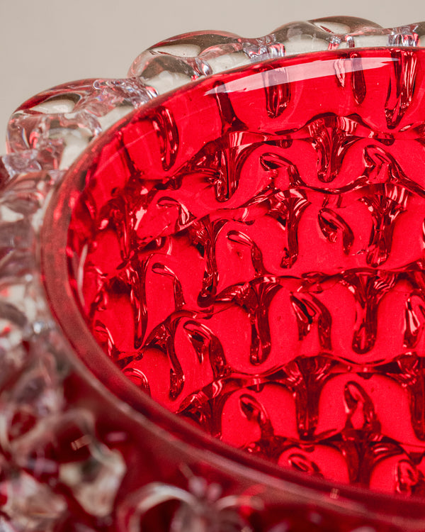 Jarrón Rostrato en Cristal de Murano Rojo Carmesí
