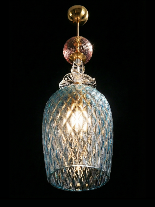 Lámpara Colgante Caleidoscopio en Latón y Cristal de Murano