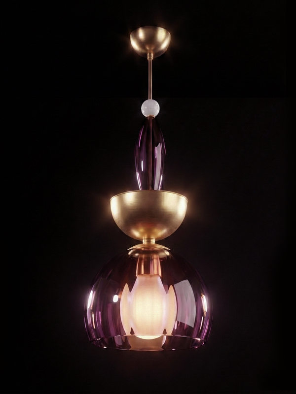 Lámpara Améthyste en Latón y cristal de Murano
