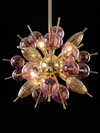 Lámpara Sputnik Burbujas Rosa y Ámbar de Cristal de Murano