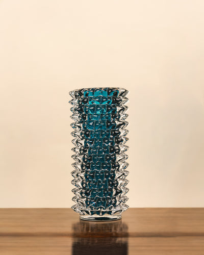 Jarrón Rostrato en Cristal de Murano Azul Cerúleo