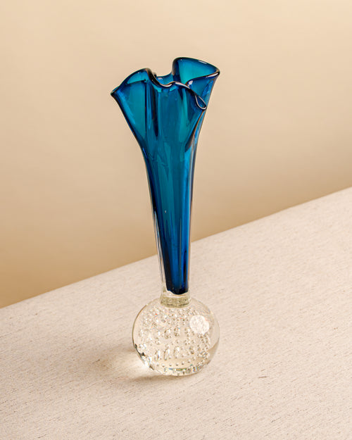 Jarrón Floral en Cristal de Murano Azul Cobalto
