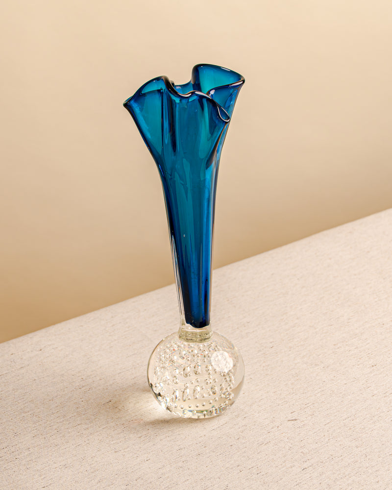 Jarrón Floral en Cristal de Murano Azul Cobalto