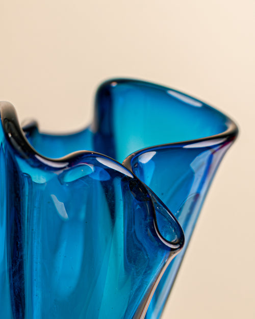 Jarrón Floral en Cristal de Murano Azul Cobalto
