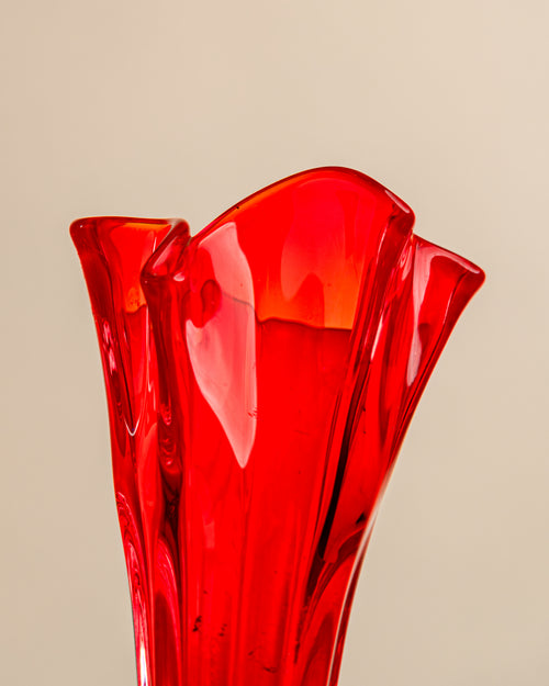 Jarrón Floral en Cristal de Murano Rubí
