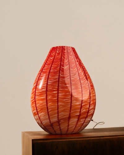 Lámpara Urna en Cristal de Murano con Jaspeado en Rojo