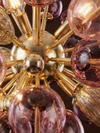 Lámpara Sputnik Burbujas Rosa y Ámbar de Cristal de Murano
