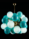 Lámpara Sputnik Bubble en Cristal Azul Tiffany y Latón