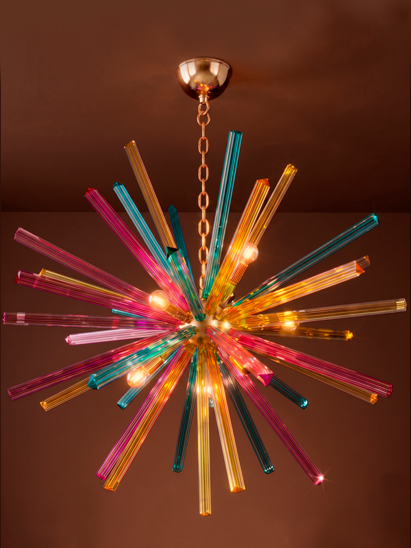 Lámpara Sputnik Triedro Multicolor en Cristal de Murano