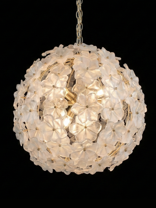 Lámpara de Suspensión Esférica Blossom de Cristal de Murano