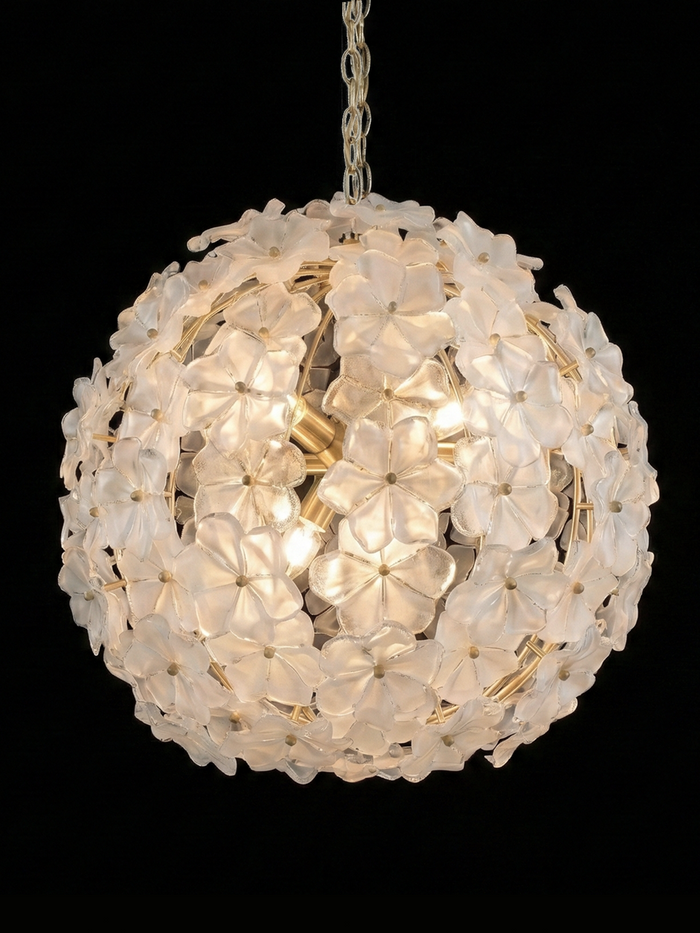 Lámpara de Suspensión Esférica Blossom de Cristal de Murano