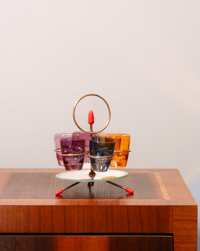 Carrusel de Licor Atomic 6 Vasos de Vidrio de Murano