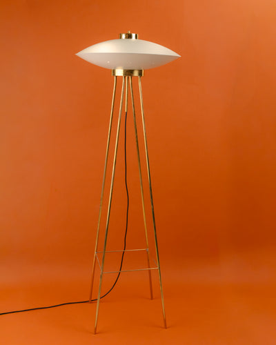 Lámpara de Pie UFO Diseño Space Age en Latón y Metal Lacado